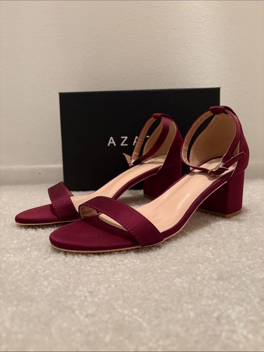 Azazie Open-Toe Block Heel Sandals (Cabernet)